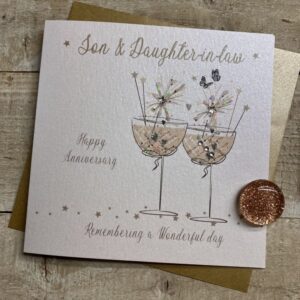 White Cotton Son & Daughter In Law Anniversary Card - XD331