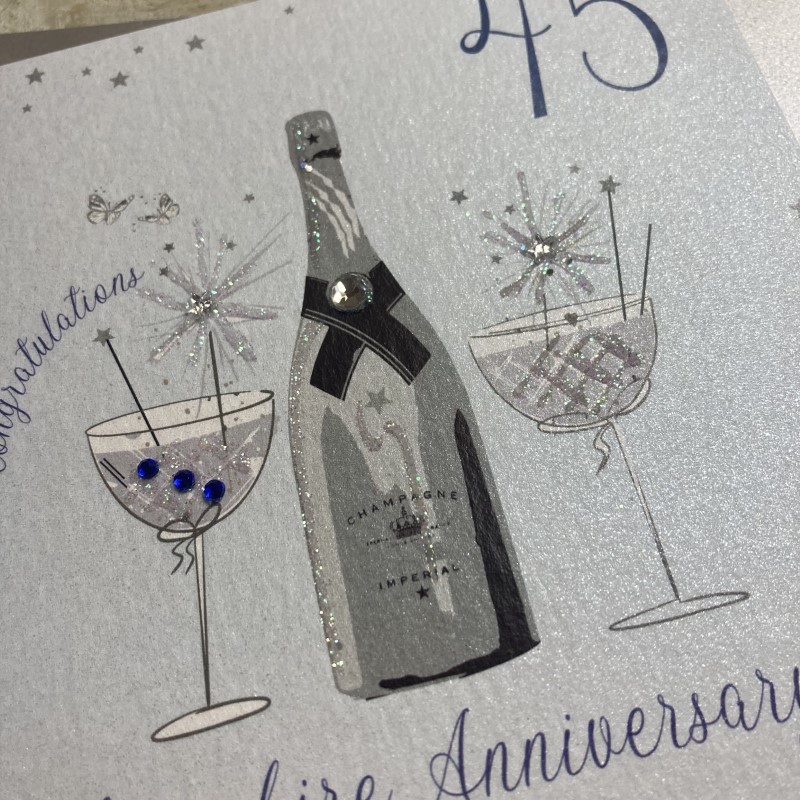 White Cotton 45th Sapphire Anniversary Card - DAA45 - Image 2