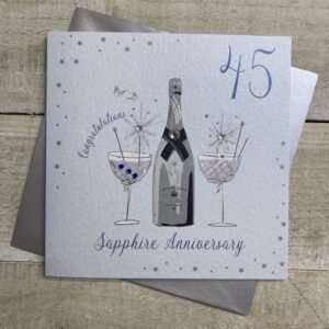 White Cotton 45th Sapphire Anniversary Card - DAA45
