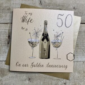 White Cotton Wife Golden Wedding Anniversary Card  DAA50-W