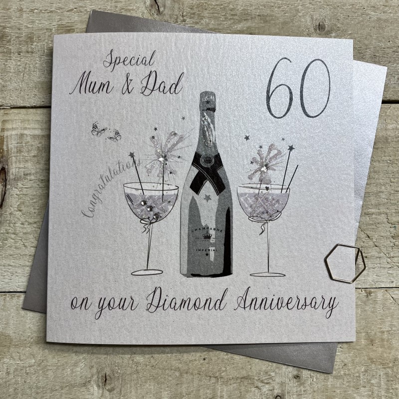 White Cotton Mum & Dad Diamond Anniversary Card DAA60-M