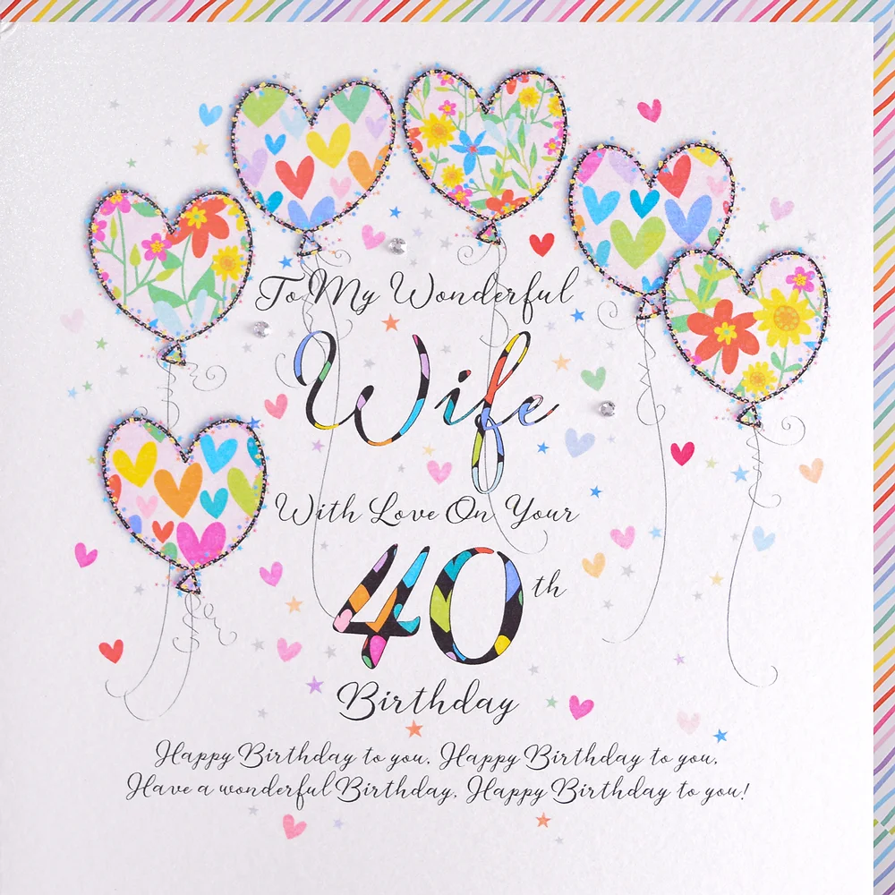 Wendy Jones-Blackett Wife 40th Birthday Card UP44-40