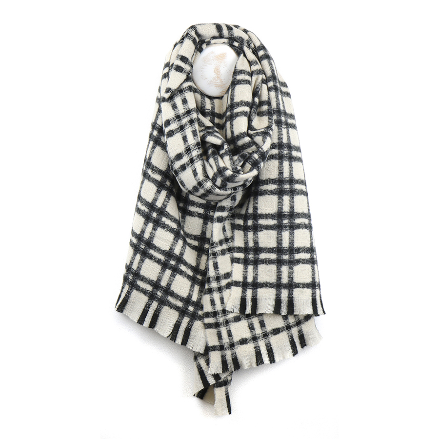 Crosshatch Check Scarf Black & White - 52742 - Image 3