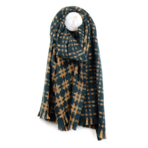 Crosshatch Check Scarf Teal - 52743