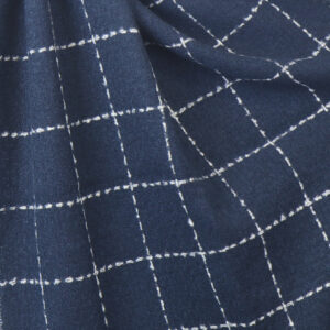 Running Stitch Check Scarf Navy Blue - 52788