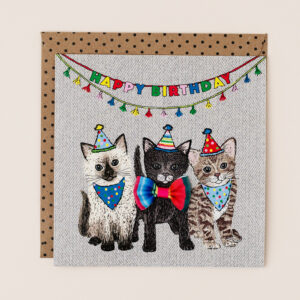 Apple & Clover Cats Birthday Card - FE002