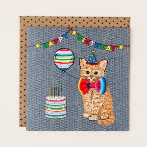 Apple & Clover Cat Birthday Card - FE008