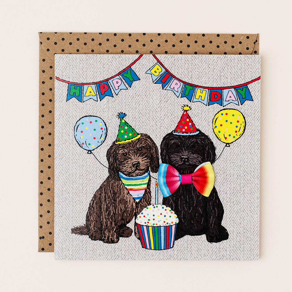 Apple & Clover Dogs Birthday Card - FE018