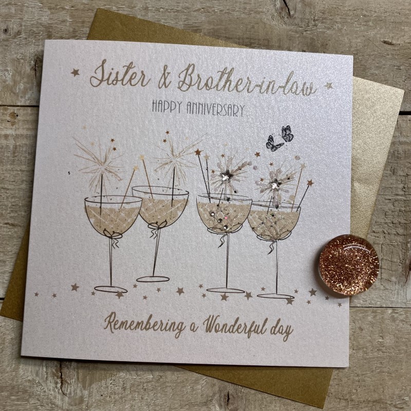 White Cotton Brother & Sister In Law Anniversary Card - D329
