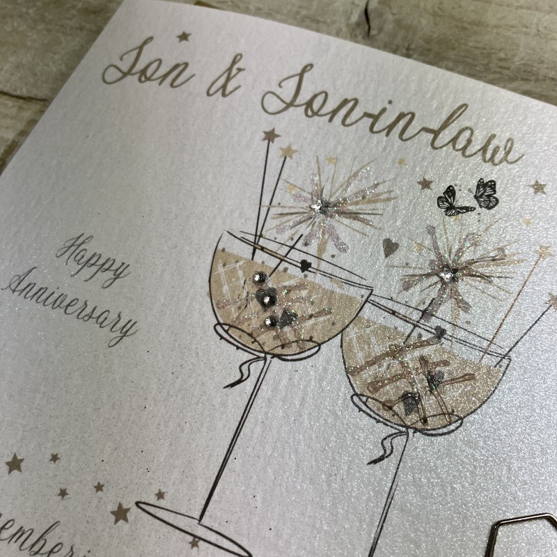 White Cotton Son & Son In Law Anniversary Card - D364 - Image 2
