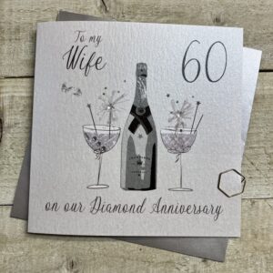 White Cotton Wife Diamond Anniversary Card  - DAA60W
