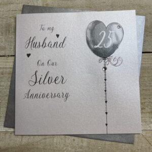 White Cotton Husband Silver Anniversary Card - DH25-H