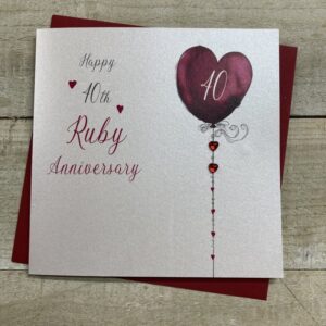 White Cotton Ruby Anniversary Card - DH40