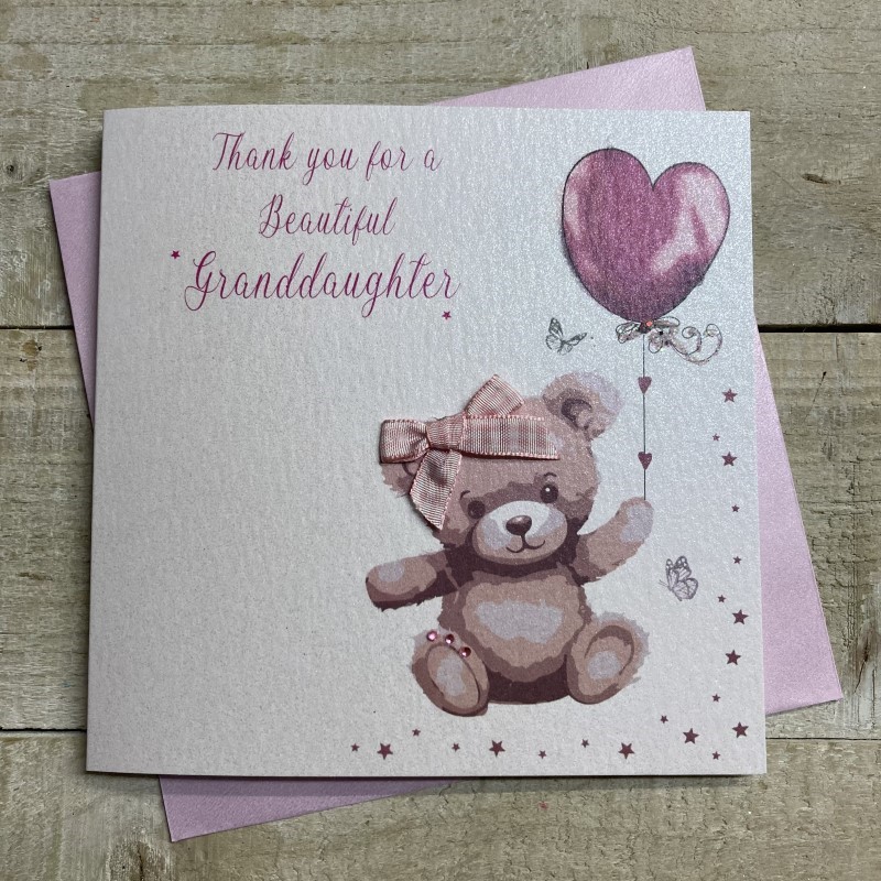 White Cotton Thank You for a Granddaughter Card - D310P