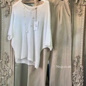 Belle Light Knit Top - White