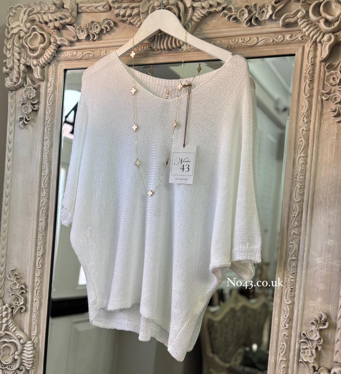 Belle Light Knit Top - White - Image 3