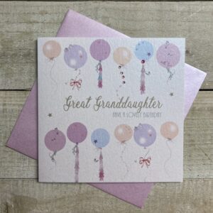 White Cotton Great-Granddaughter Birthday Card - D358