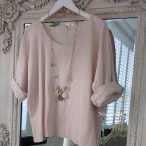 Lexi Linen Top - Pale Pink
