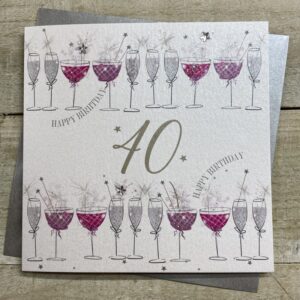 White Cotton 40th Birthday Card - XDFC40