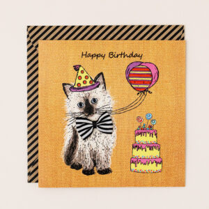 Apple & Clover Fluffy Party Kitten Birthday Card - KM009