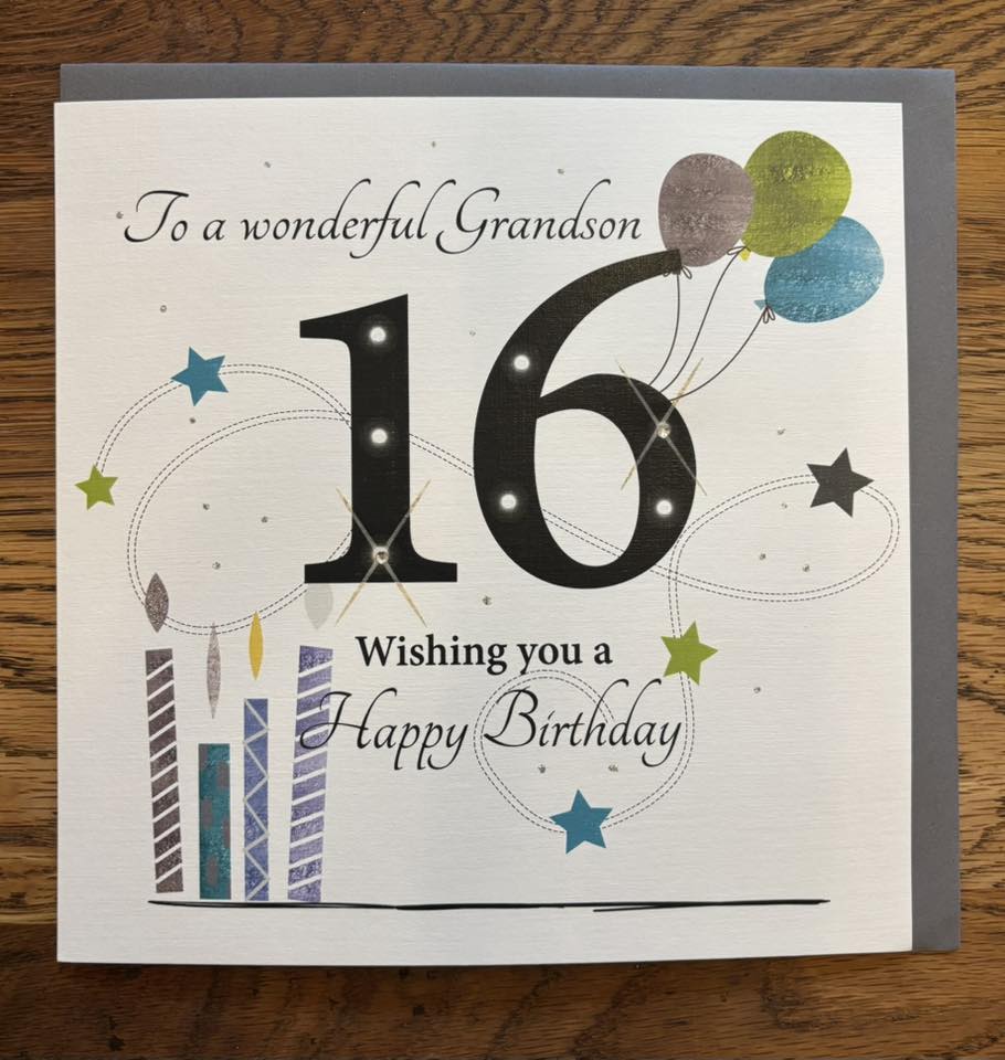 Rush Design Grandson 16th Birthday Card - ESL99