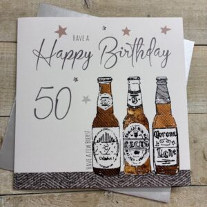 White Cotton 50th Birthday Card - XS188-50