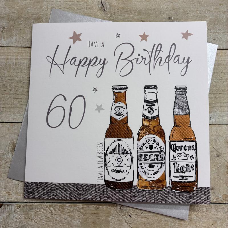 White Cotton 60th Birthday Card - XS188-60