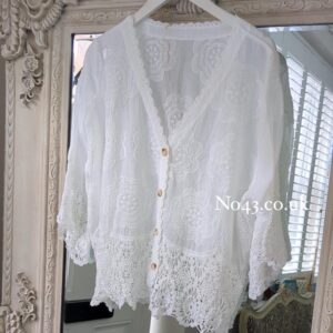 Lacie Button Front Top - White