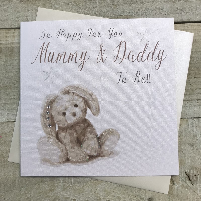 White Cotton Mummy & Daddy To Be Card - N209