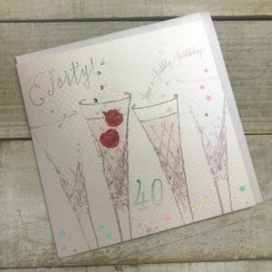 White Cotton 40th Birthday Card - BFS40