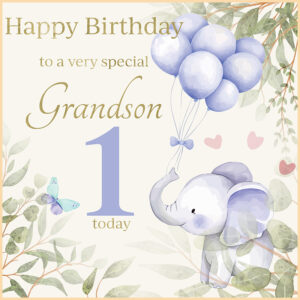 Rush Design Grandson 1st Birthday Card - LT003