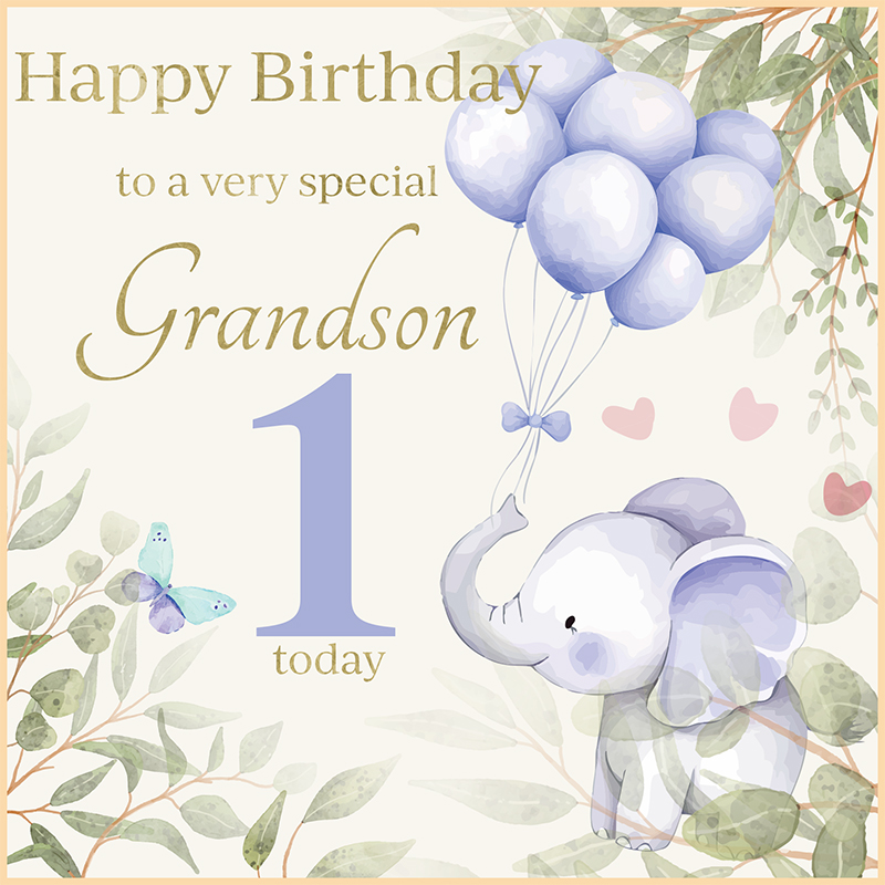Rush Design Grandson 1st Birthday Card - LT003