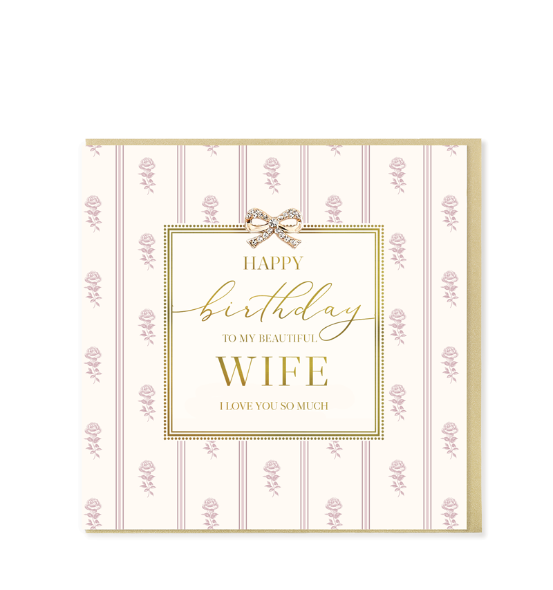 Hearts Designs Wife Birthday Card - LN77