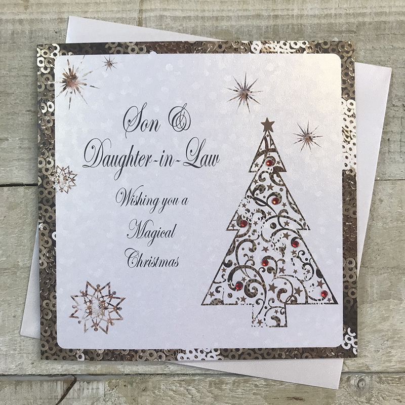White Cotton Son & Daughter In Law Christmas Card - C3-SD