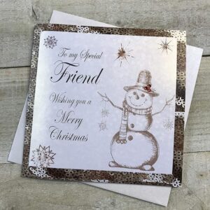 White Cotton Special Friend Christmas Card - C6-SF