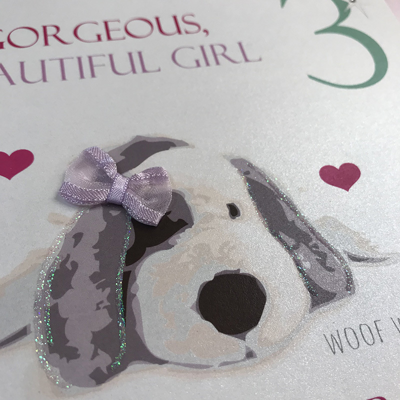 White Cotton Girls 3rd Birthday Card - XNP3 - Image 2