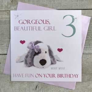 White Cotton Girls 3rd Birthday Card - XNP3