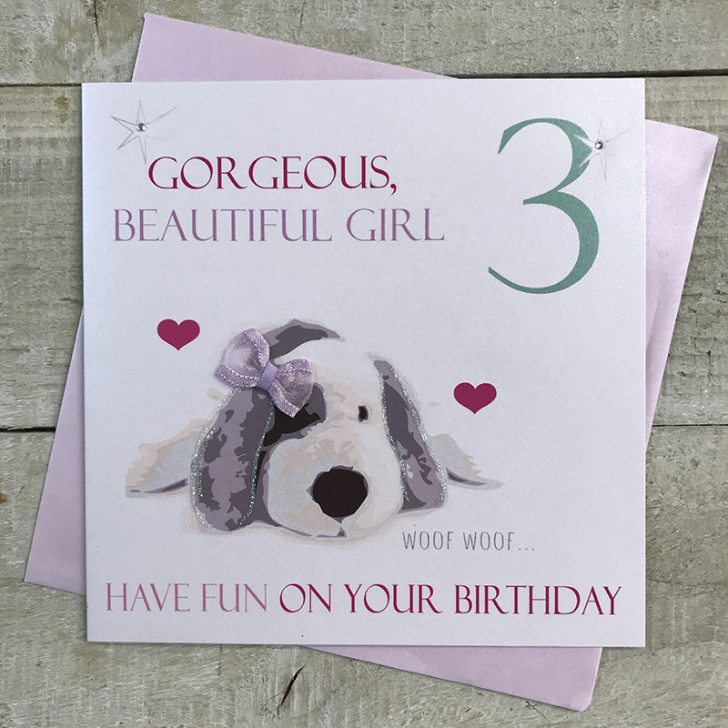 White Cotton Girls 3rd Birthday Card - XNP3