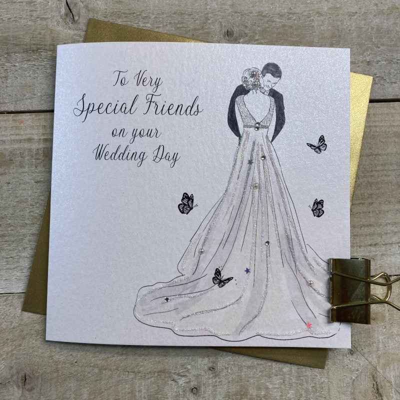 White Cotton Special Friends Wedding Day Card - XD31