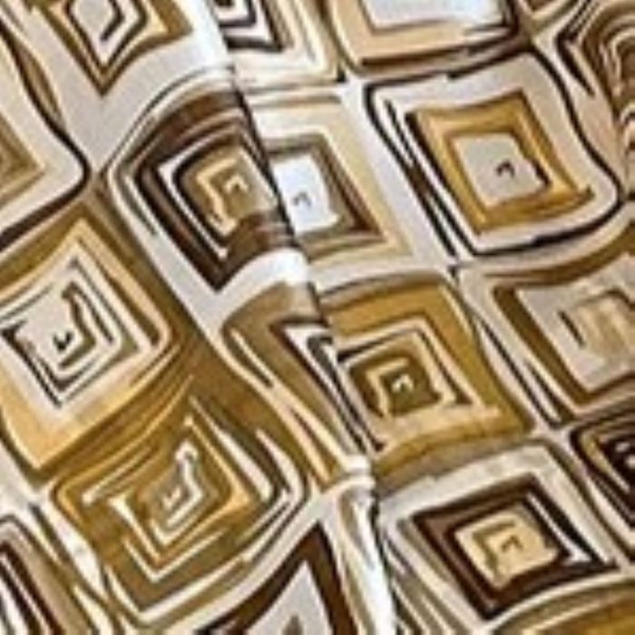 Abstract Squares (Designer Inspired) Silky Scarf 350 - Gold & Beige - Image 3