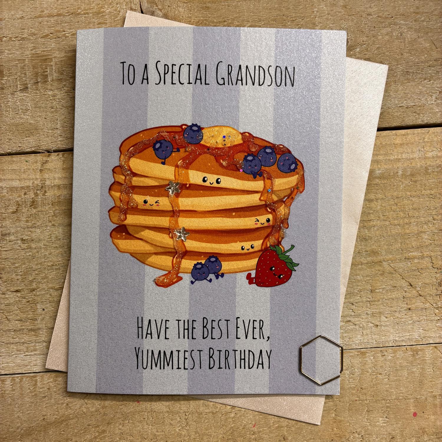 White Cotton Grandson Birthday Card - D038