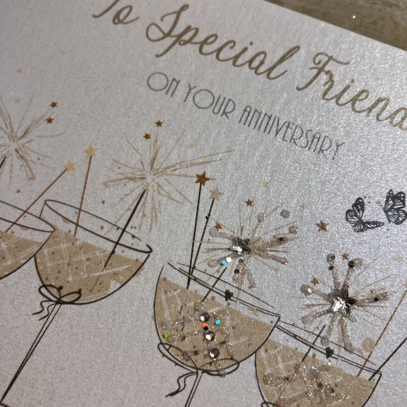 White Cotton Special Friends Anniversary Card - D326 - Image 2