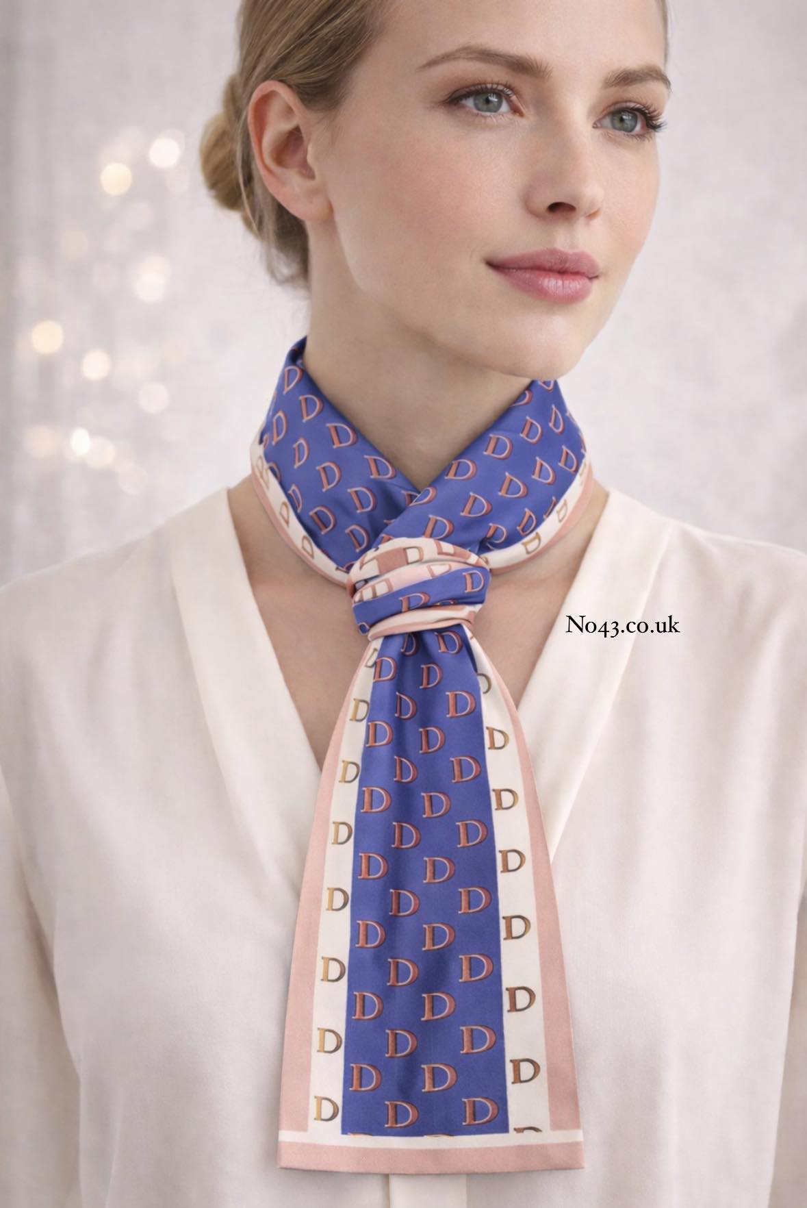 Christian D Print Twilly Scarf - Blue & Pink