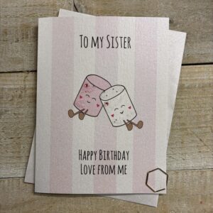 White Cotton Sister Birthday Card - D044s