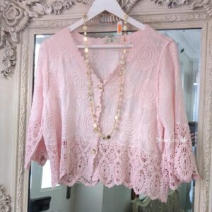 Lacie Button Front Top - Pale Pink