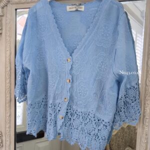 Lacie Button Front Top - Pale Blue