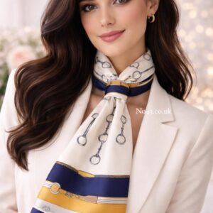 Snaffle Bit Twilly Scarf - Cream/Navy