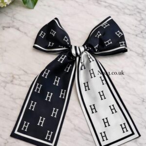 H Print Twilly Scarf - Black/Cream