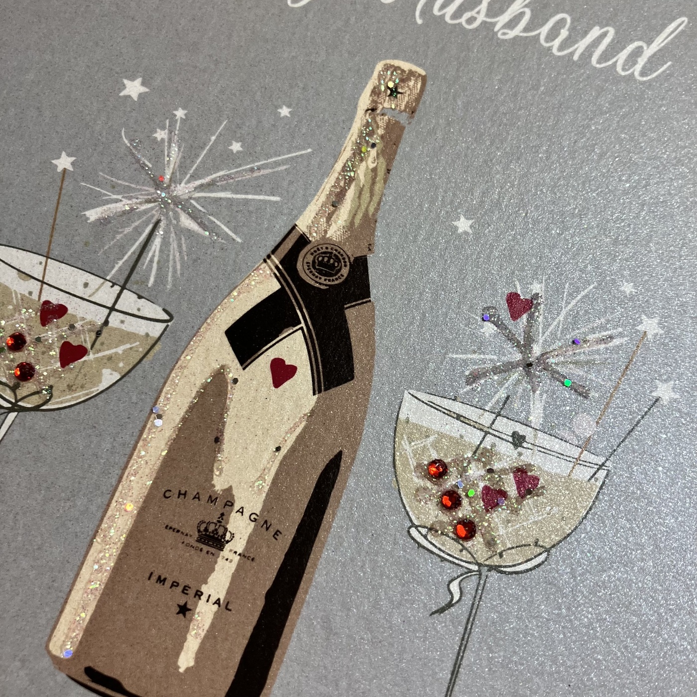 White Cotton Husband Birthday Card - XDB107 - Image 2