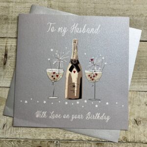 White Cotton Husband Birthday Card - XDB107